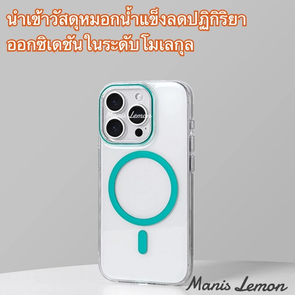 Manis Lemon Crystal Magnetic Case for iPhone 16 15 14 13 12 Pro Max Plus แม่เหล็ก ซองใส่โทรศัพท์ เคส สำหรับ ไอโฟน