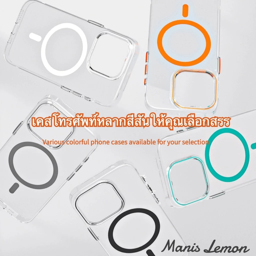 Manis Lemon Crystal Magnetic Case for iPhone 16 15 14 13 12 Pro Max Plus แม่เหล็ก ซองใส่โทรศัพท์ เคส สำหรับ ไอโฟน